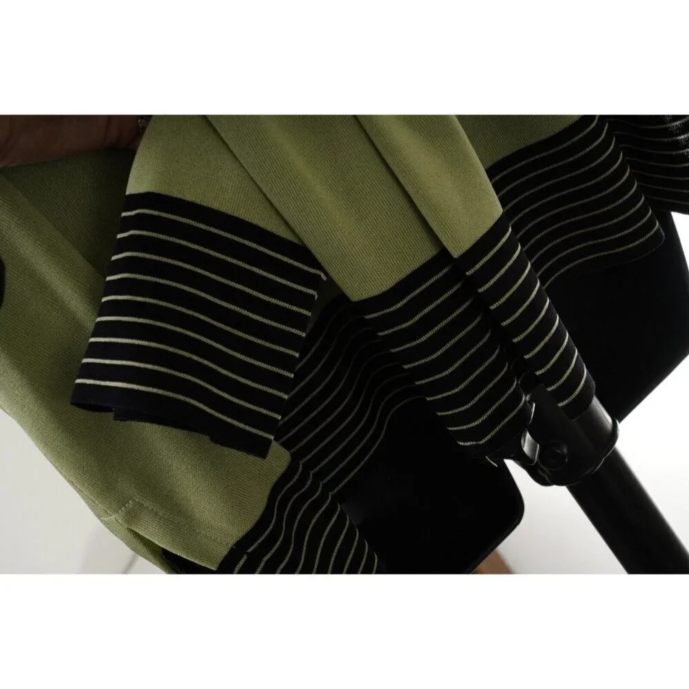 Exclusively Misook Sweater Cardigan Green Striped Women's Acrylic Padded XL